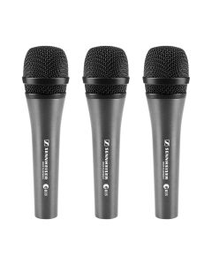 E 835 Evolution Wired Handheld Microphone Set - (3) Handheld Microphones, (3) Microphone Clips, (3) Carrying Pouches - Gray