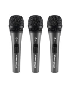 E 835-S Evolution Wired Handheld Microphone Set - (3) Handheld Microphones, (3) Microphone Clips, (3) Carrying Pouches - Gray