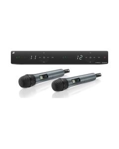 EM-XSW 1 DUAL Wireless Dual Vocal Set - (2) Handheld Transmitters, (2) Microphone Clips, (1) 2-Channel Receiver with Internal Antennas, (1) Power Supply, (2) Batteries - Frequency: A (548-572 MHz) - Black