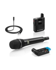 AVX Wireless Combo Vocal Set - Digital Plug-On Receiver, Bodypack Transmitter, Clip-On Microphone, Handheld Transmitter with Capsule, Rechargeable Batteries, Adapter, Power Supply, Adapter Cable, Microphone Stand Clamp, Bag - Black