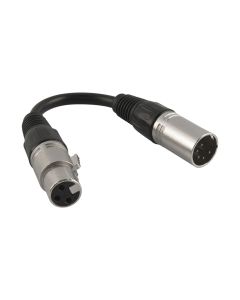 XLR DMX Turnaround Cable with 3-Pin Female to 5-Pin Male - 6 in (152.4 mm)