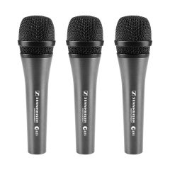 E 835 Evolution Wired Handheld Microphone Set - (3) Handheld Microphones, (3) Microphone Clips, (3) Carrying Pouches - Gray