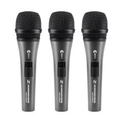 E 835-S Evolution Wired Handheld Microphone Set - (3) Handheld Microphones, (3) Microphone Clips, (3) Carrying Pouches - Gray