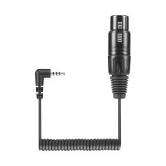 KA 600i Coiled Connecting Cable with XLR-3 Connector to 4-Pole Right-Angled Mini Jack Plug, iPad/iPhone Wiring - Black